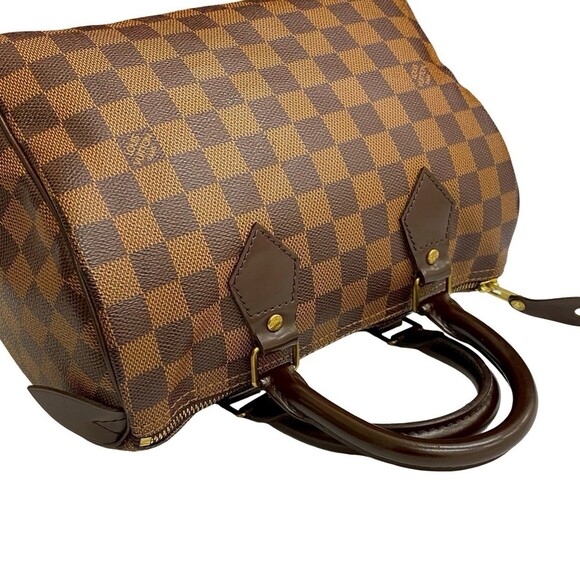 LOUIS VUITTON Brown Damier Leather Speedy 25 Boston Bag - Picture 4 of 10